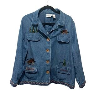 Breckenridge women’s denim embroidered jacket size 2X